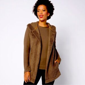 Koolaburra by UGG Cozy Sherpa Hooded Vest Brown Size XL